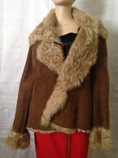 Super Luxury Toscana Real Sheepskin Brown Shearling Suede Jacket 40