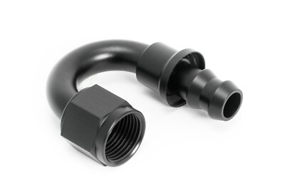 Push-On Alu Fitting Dash 6 / -6 AN / JIC 6 Anschluss 180° Schwarz eloxiert