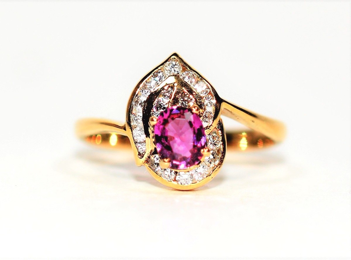 rubyページ Natural Ruby & Diamond Ring 18K Solid Gold .57tcw Gemstone Ring