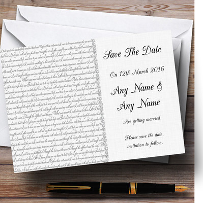 Off White Love Vows Romantic Script Personalisierte Hochzeit Save The Date Karten