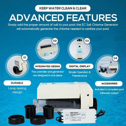 Sistema de cloración de piscina de agua salada serie EC20 generador de cloro salino ≤100 m³ - Imagen 8 de 12