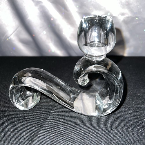 Pair Of Heavy Solid Crystal Scroll Candlesticks Candle Holders - Picture 2 of 7