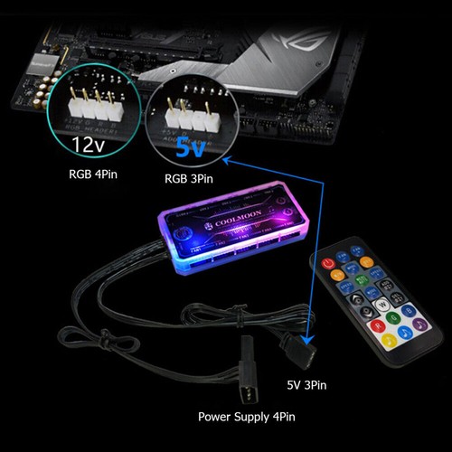 Cooling Fan Hub RGB Fan ARGB Controller Remote Control Computer Case Adapter j - Picture 12 of 15