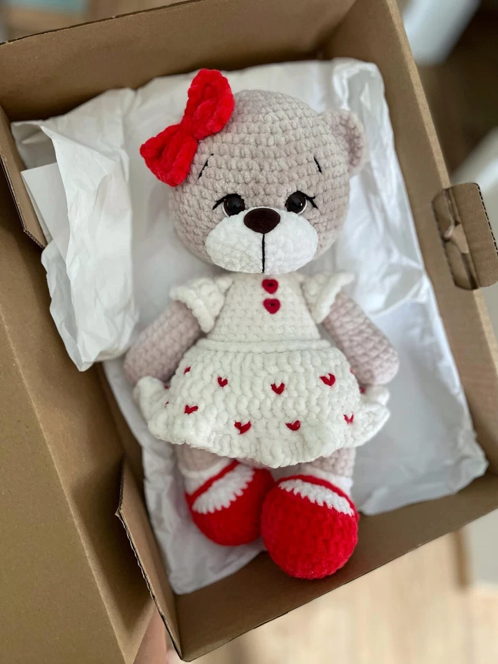 Crochet Bear, Plush Toy Amigurumi Bear Gift, Teddy bear for girl, Teddy Bear - Image 3 of 4