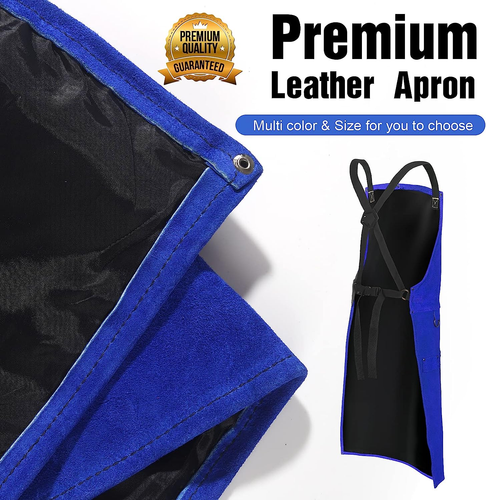 Leather Welding Work Apron with 6 Tool Pockets, Heat & Flame Resistant Apron - Picture 6 of 7