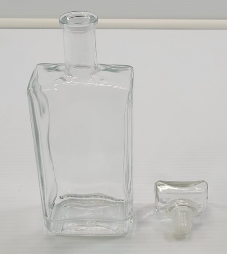 PV) Rectangular Glass Liquor Bottle Decanter With Stopper 10" - Picture 8 of 13