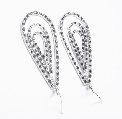 Silver Plated Tear Drop w/Crystal Earrings - Foto 5 di 5