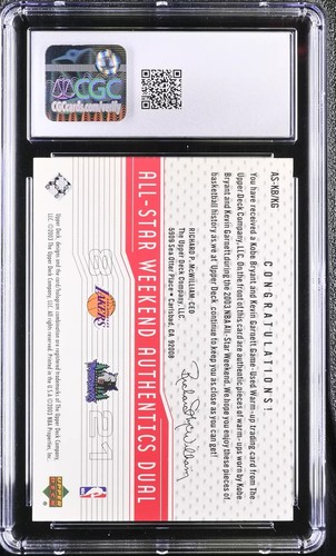 2003 Kobe Bryant Kevin Garnett NBA All Star Game Used Dual Relic Patch CGC 8.5 - Picture 4 of 7