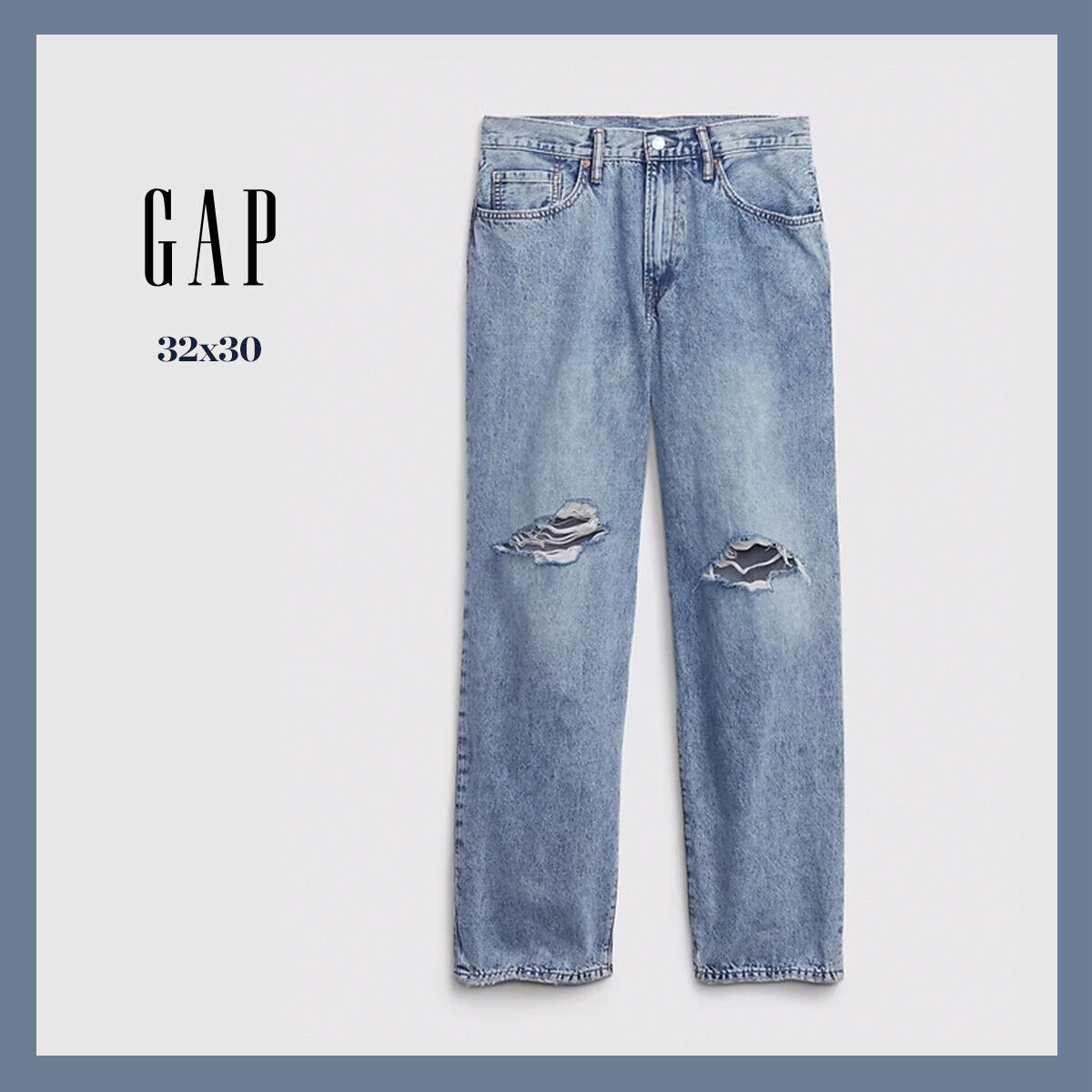 NWT GAP Men's Classic Five-Pocket Baggy Jeans, Light Wash 32x30 $79