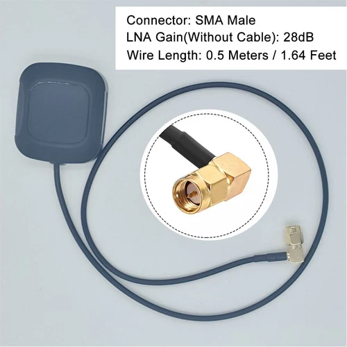 4x Antena Activa GPS Enchufe Macho SMA 90 Grados 28dB Con Montaje Magnético 0.5M NUEVO - Imagen 3 de 13