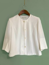 Short Smart Ivory White Lightweight Wedding Occasion Dress Jacket Uk 10/12