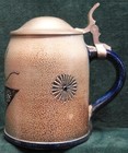 1960s Wim Mühlendyck Art Pottery Dragonfly Stein with Pewter Lid Germany --LOOK — photo 2
