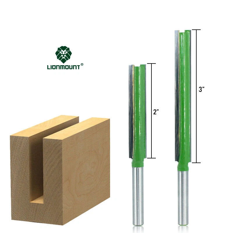LIONMOUNT 1/4 6.35mm Shank 2Flutes Long Straight Router Bit Cutter Carbide TCT Grooving