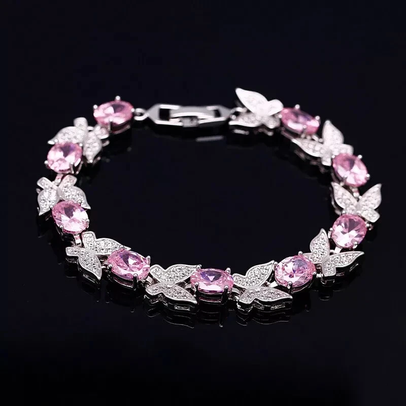 Brazalete tenis mujer topacio de corte ovalado de 11 quilates enchapado en oro blanco de 14 k Foto 2 de 2