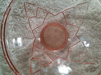 Rose Art Deco Bauhaus Stil Glas Schüssel transparent aus Erbschaft Top 