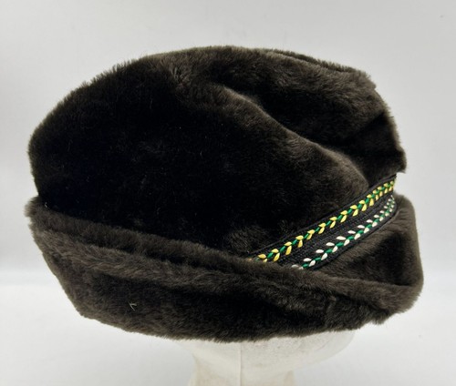 Vintage United Hatters Cap Millinery Faux Fur Hat Feather Accent & Braided Band - Picture 4 of 7