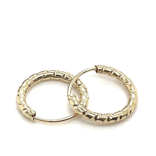 Geniune 375 9ct Yellow Gold 9mm Twisted Sleeper Hoop Earring 375 Stamp New - Picture 6 of 10