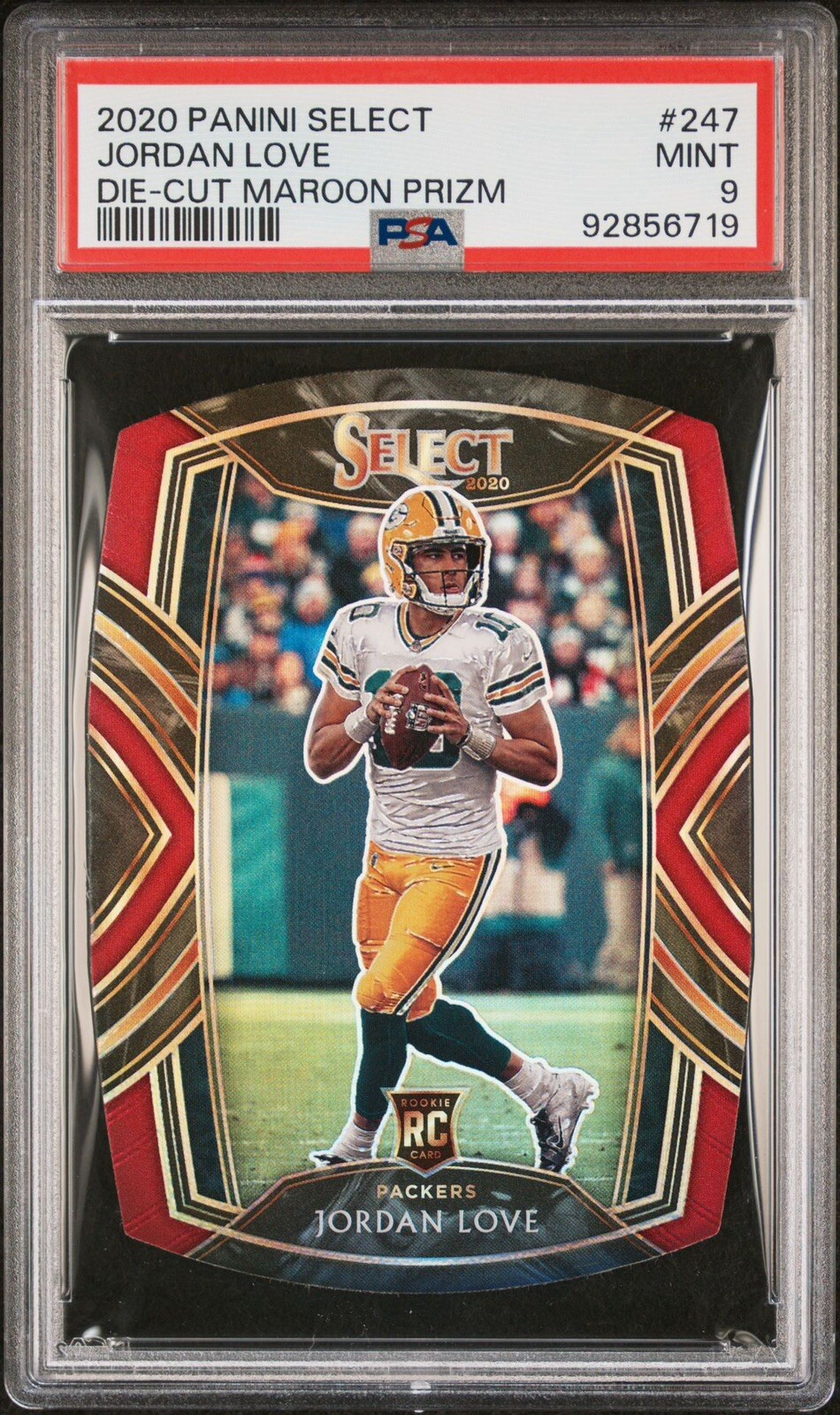 2020 JORDAN LOVE PANINI SELECT DIE-CUT MAROON PRIZM #247 ROOKIE RC PSA 9 MINT