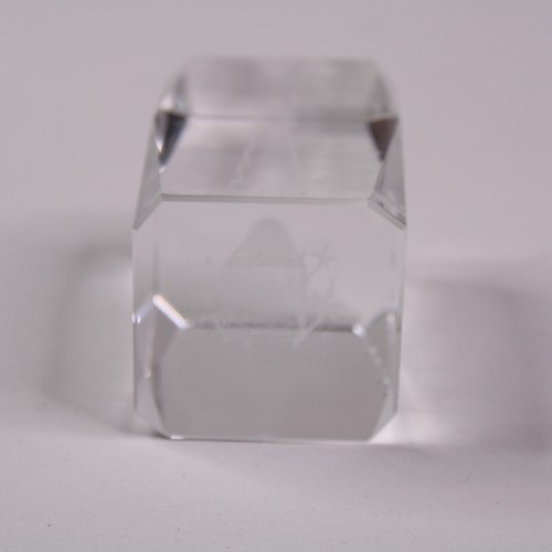 3D Laser Etched Crystal Clear Glass Paperweight Cube Lighthouse With Palm Trees - Picture 11 of 14