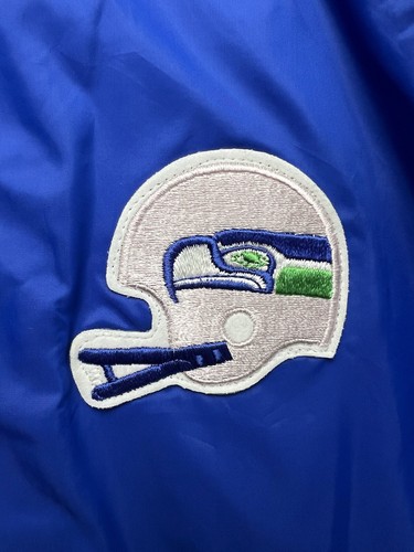 VTG Seattle Seahawks Retro 2 Bar Helmet 80s Active Generation Bomber Jacket - M - Picture 2 of 9