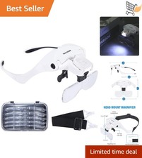 Head Magnifying Visor Acrylic Lenses 4 LED Lights Crafts Jewelry Reading