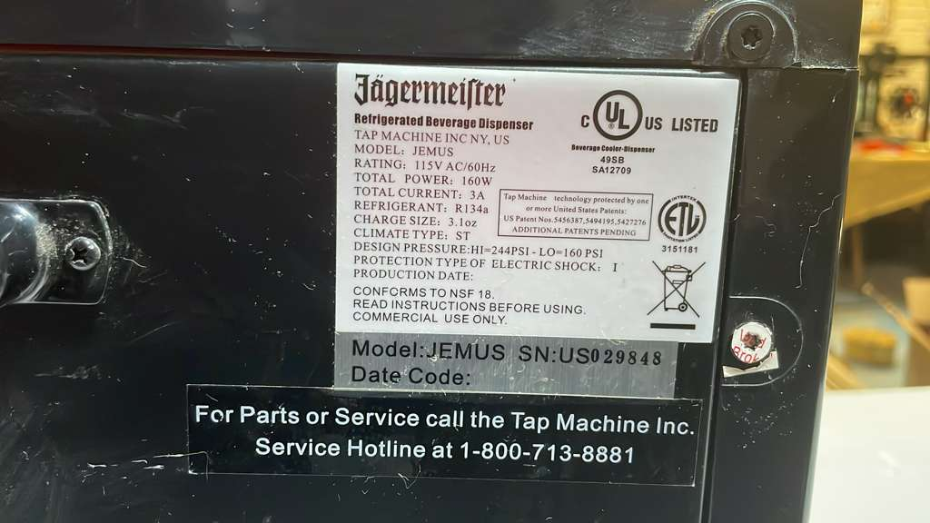 Tap Machine, Inc JEMUS Jagermeister Shot Tap Machine for sale