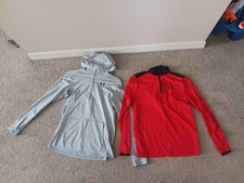 Under Armour Youth Large Hoodie Lot 2 Gray Red Athletic Pullover Boys