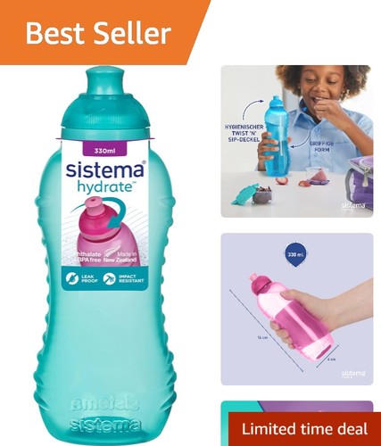 Dishwasher-Safe 330 ml Kids Water Bottle - Leakproof Twist 'n' Sip Design