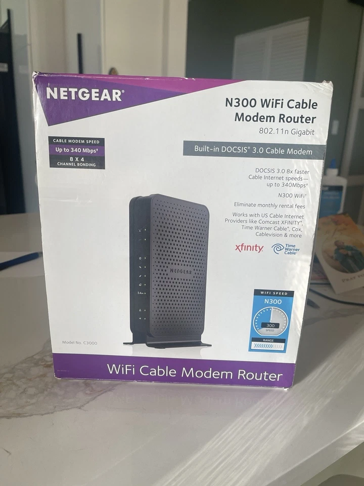 Router módem cable WiFi Netgear N300 340 Mbps 2,4 GHz C3000-100NAS Foto 2 de 4
