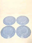 4pc Jeannette Delphite Blue Glass Cherry Blossom Plates 6" Vintage