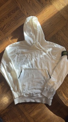 Stone Island Men s White Hoodie MEDIUM Patch Sleeve (Light Staining) PLEASE READ