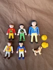 Vintage Lot PLAYMOBIL Figures Boys Mom/Woman Dog And Two Hats