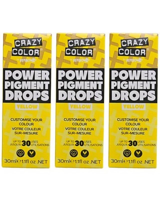 3x Crazy Color Power Pigment Tropfen Semi Permanent Farbton - Gelb