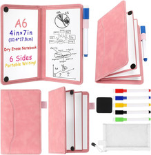 6 Sides Dry Erase Notebook Portable Whiteboards Notepad 5"x7" a6 Small Reusa...