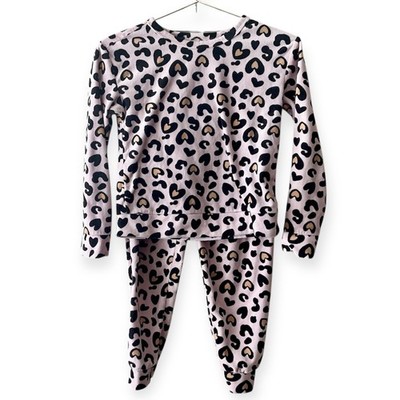 Be Magical Girls Pink Plush Leopard Print Pajama Lounge Set Size 10