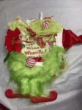 New Grinch Who like Fuzzy Door Wreath Decoration 15in