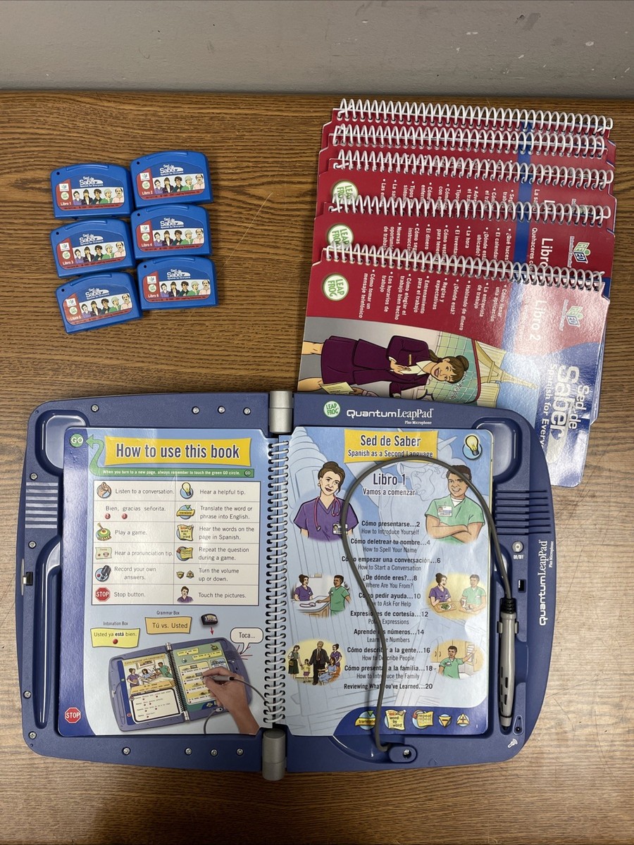Leapfrog Quantum Leap Pad Learning System W/ Books and Cartridges, Tested