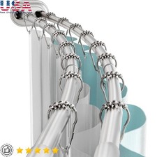 Curved Shower Curtain Tension Rod Rustproof Aluminum Double Rod Adjustable 50-72