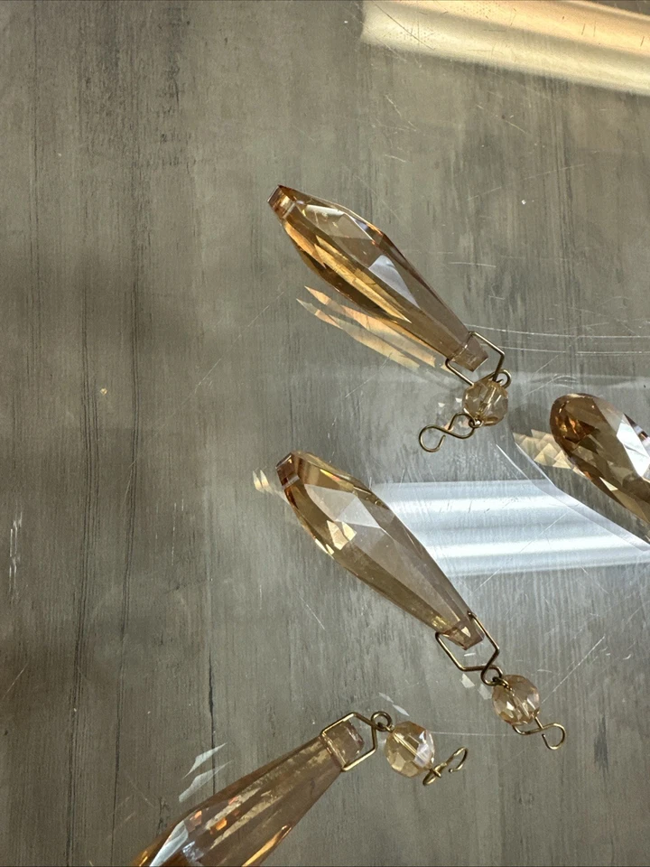 Crystorama Lighting Sconce Chandelier 6 Crystals Pendants Prisms Teardrop Amber - Image 2 of 4