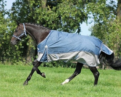 QHP Regen Decke Luxus ohne Fleecefutter Denim