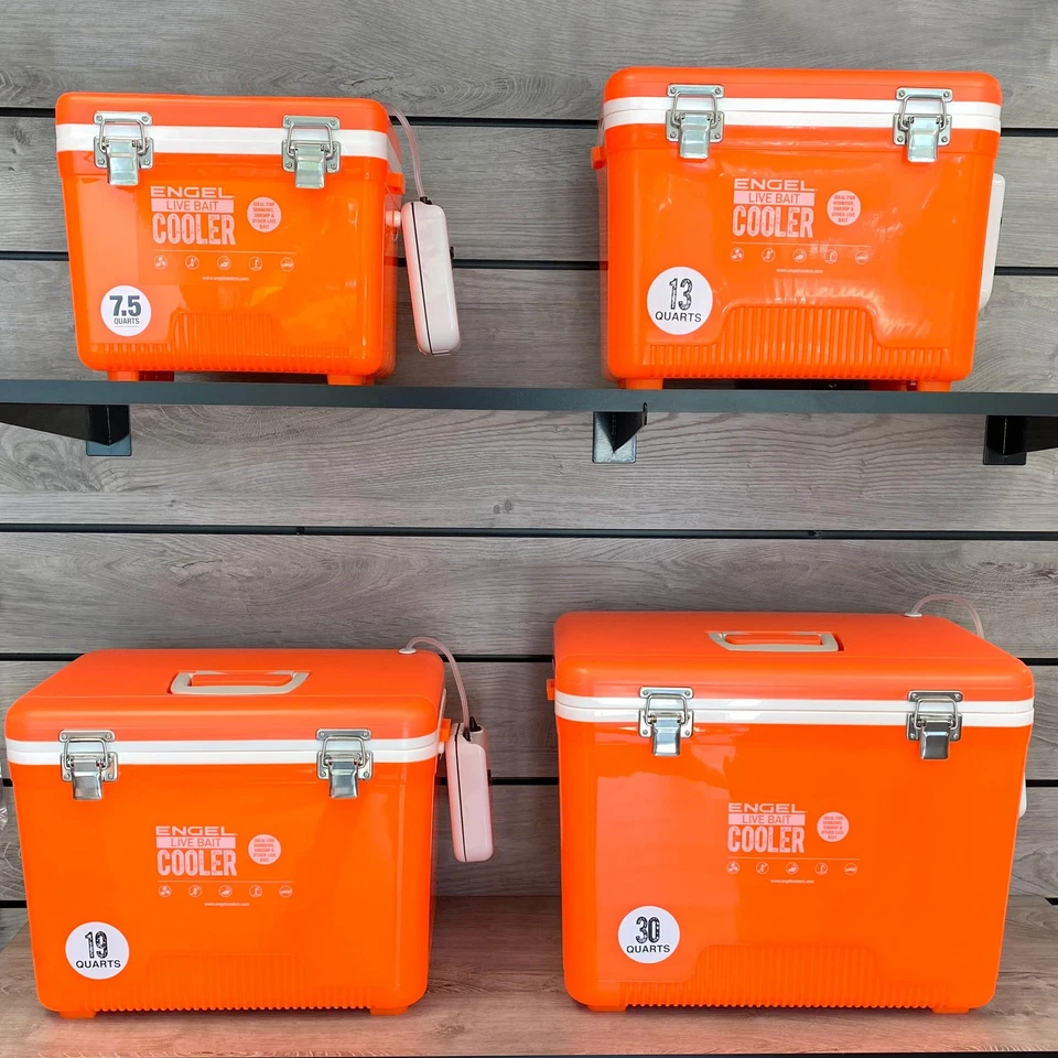 Enfriador de cebo vivo Engel de 19 cuartos de galón de alta visibilidad con aireador para pesca aventura Foto 4 de 4