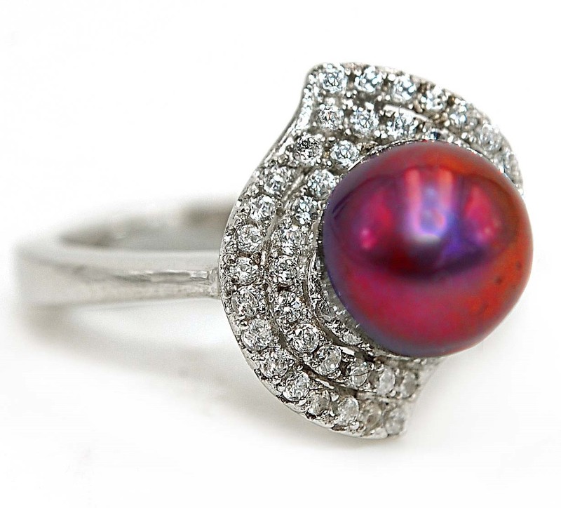 1CT Heat Treated Titanium Pearl 925 Sterling Silver Ring Sz 6 MM5-4