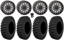 System 3 SB-6 15" Wheels Gunmetal (4+3) 30" Crawler AT Tires Can-Am Defender