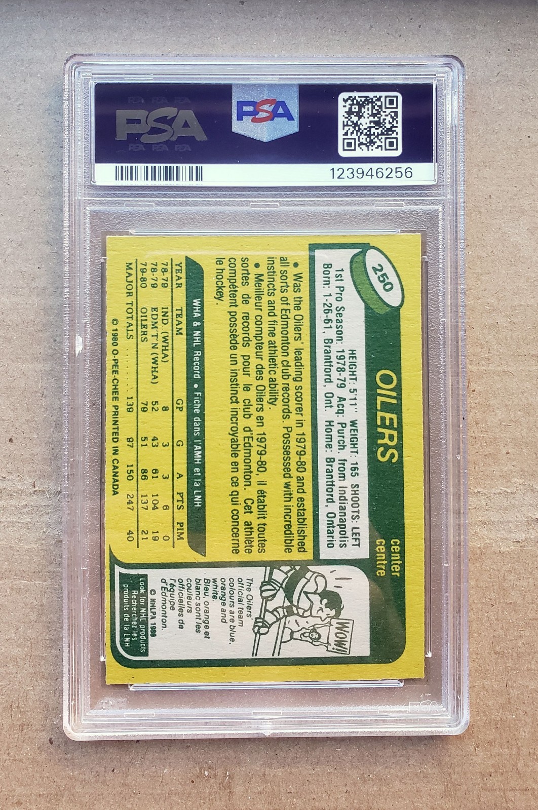 1980-81 O-Pee-Chee #250 Wayne Gretzky PSA 6 EX-MT view 2