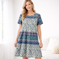 Vermont Country Store Vintage Midi Dress Caftan muumuu size small 80's cotton