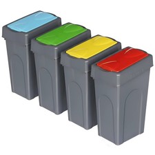 4 x 50L Plastic Recycle Bin Recycling Rubbish Dust Waste Home Office Hospital