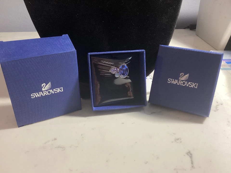 NOVAS ETIQUETAS DE CAIXA $90 AUTÊNTICO SWAROVSKI TASSO AZUL TOPÁZIO COLAR DE CRISTAL NR - Imagem 2 de 4
