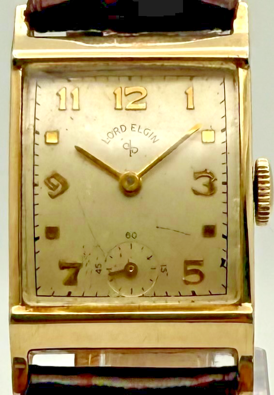 Vintage Lord Elgin 14K Gold Filled Tank Watch Manual Wind Small