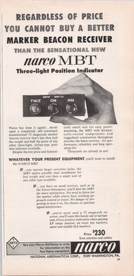 Narco MBT Vintage Print Ad Marker Beacon Receiver 1959 Aviation