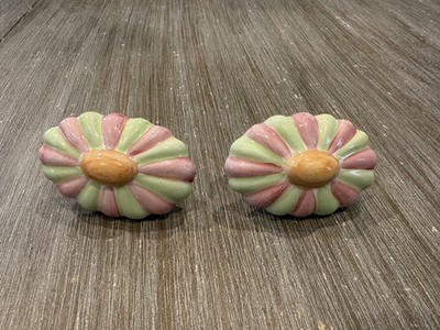 Mackenzie Childs ceramic set of 2 OVAL knobs 